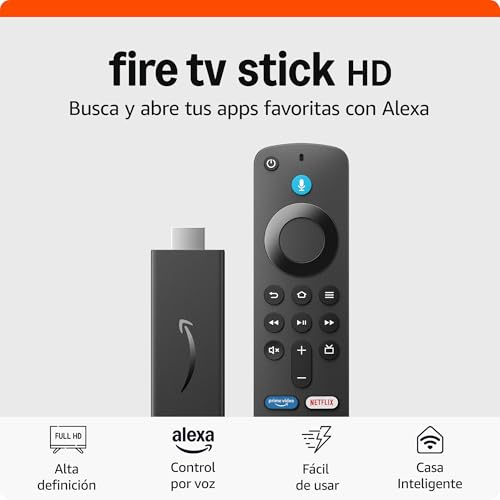 Amazon Fire TV Stick HD (modelo más reciente), TV gratuito, Control remoto por voz Alexa, controles de Smart Home, streaming en HD