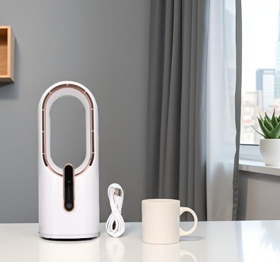 Ventilador de Escritorio, Mini Ventilador sin Aspas con 3 Velocidades de Enfriamiento Ventilador Control Táctil Silencioso Carga USB Portátil para Oficina Dormitorio