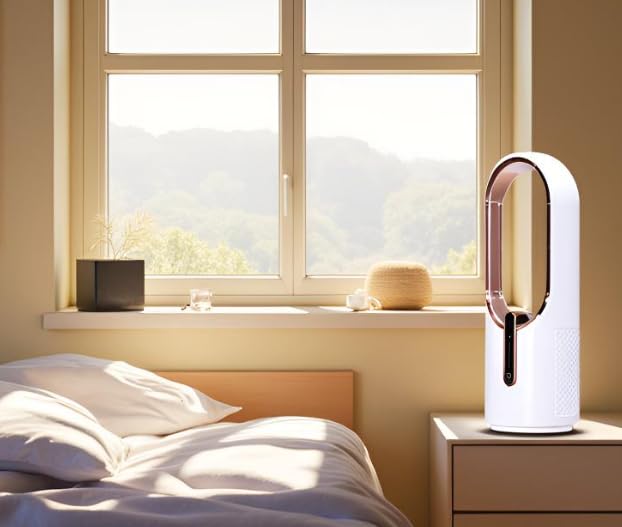 Ventilador de Escritorio, Mini Ventilador sin Aspas con 3 Velocidades de Enfriamiento Ventilador Control Táctil Silencioso Carga USB Portátil para Oficina Dormitorio