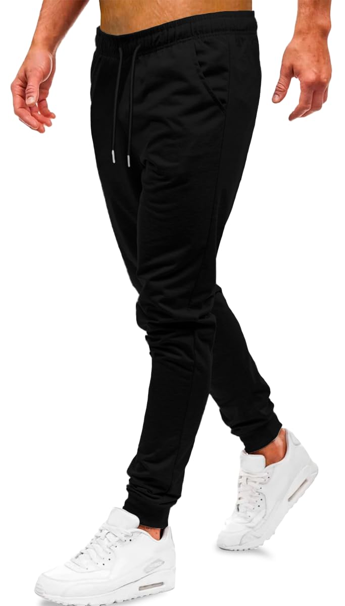 SHENDY Vendy Pantalones Jogger Pants Deportivos Comodos para Hombre con Bolsillo y Cordones Negro Mediano