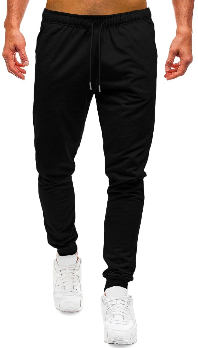 SHENDY Vendy Pantalones Jogger Pants Deportivos Comodos para Hombre con Bolsillo y Cordones Negro Mediano