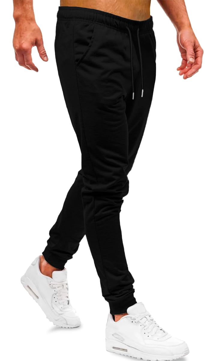 SHENDY Vendy Pantalones Jogger Pants Deportivos Comodos para Hombre con Bolsillo y Cordones Negro Mediano