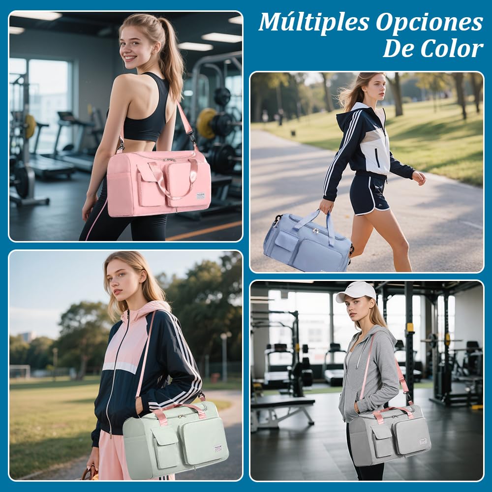 Bolsa Deportiva para el Gym, Bolsa de Viaje Impermeable con Compartimento para Zapatos y Bolsillo para Ropa Mojada, Bolsa de Deporte para Viajes, Entrenamiento, Deporte(Negro-A)