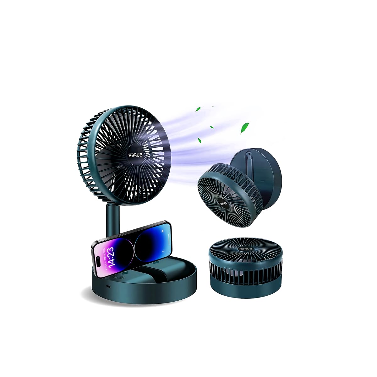 FS004 Ventilador de escritorio USB,mini ventilador portátil,Ventilador 5000 mAh recargable por USB,portátil,silencioso,3 velocidades,ventilador personal de escritorio,Ideal para Oficina,Hogar,Viaje