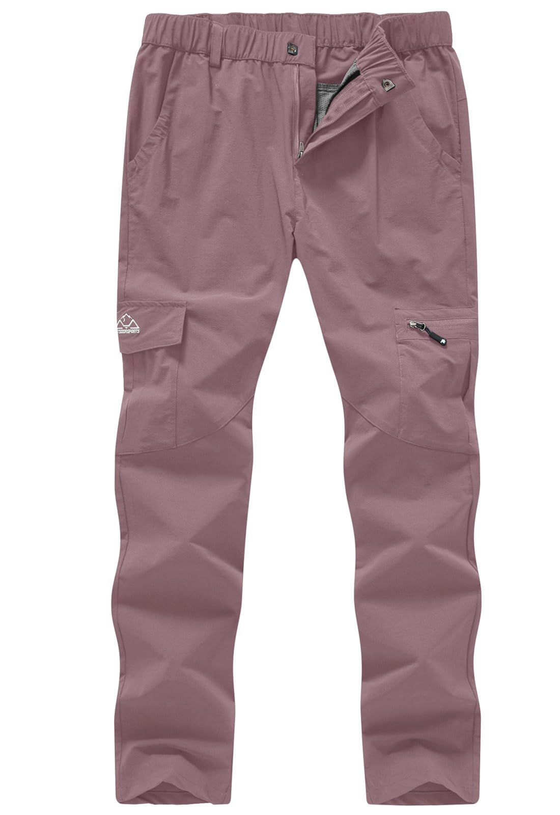 YSENTO - Pantalones de Senderismo para Mujer, Ligeros, elásticos, de Secado rápido, UPF 50, Pantalones Cargo para Camping, Viajes, Trabajo, 6 Bolsillos, Gris Púrpura, L