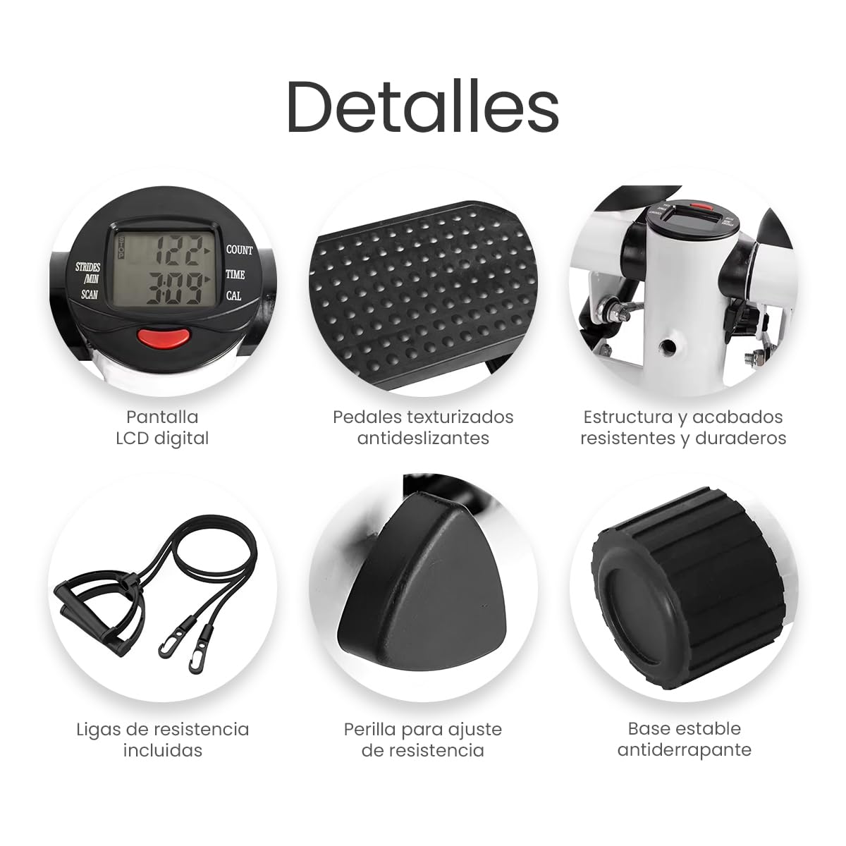 Raganet, Escaladora Portátil con Bandas de Resistencia y Pantalla LCD, Stepper Fitness para Cardio y Tonificación en Casa