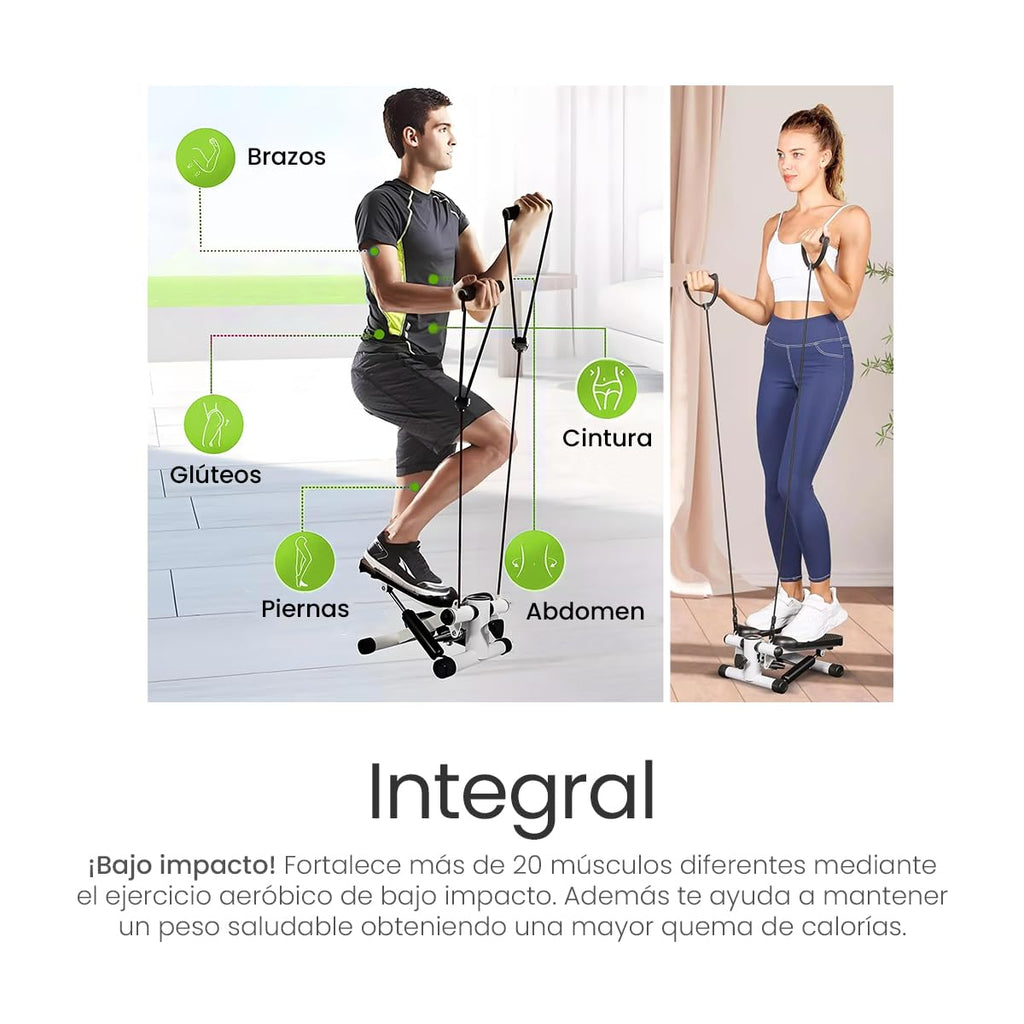 Raganet, Escaladora Portátil con Bandas de Resistencia y Pantalla LCD, Stepper Fitness para Cardio y Tonificación en Casa