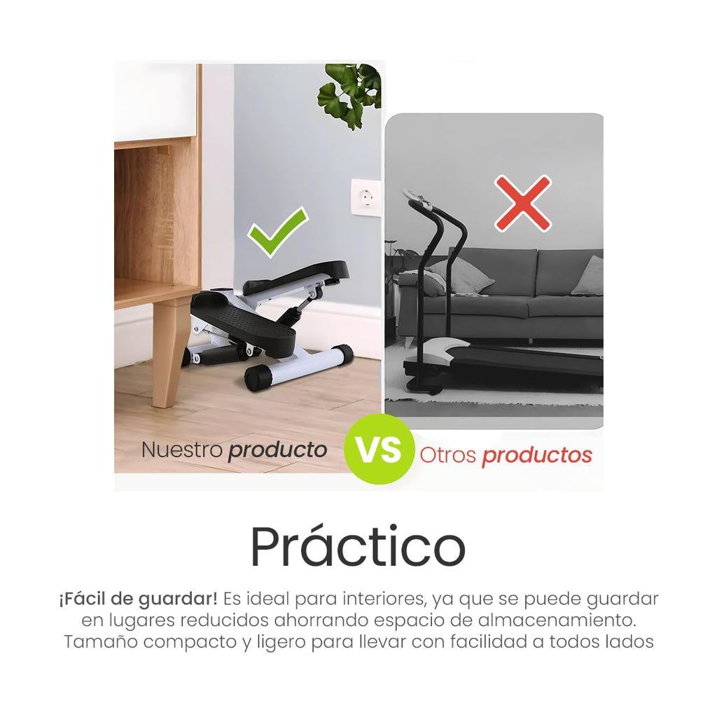 Raganet, Escaladora Portátil con Bandas de Resistencia y Pantalla LCD, Stepper Fitness para Cardio y Tonificación en Casa
