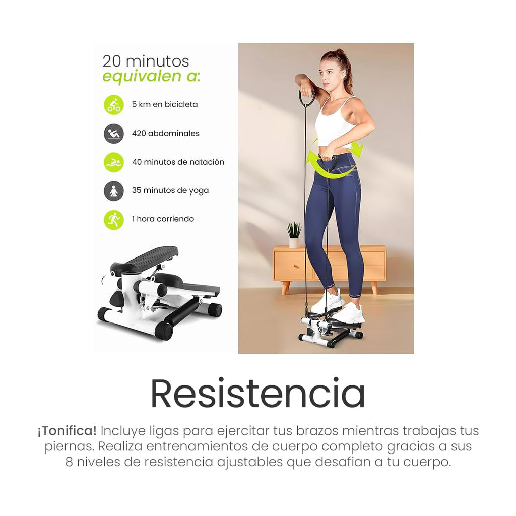 Raganet, Escaladora Portátil con Bandas de Resistencia y Pantalla LCD, Stepper Fitness para Cardio y Tonificación en Casa