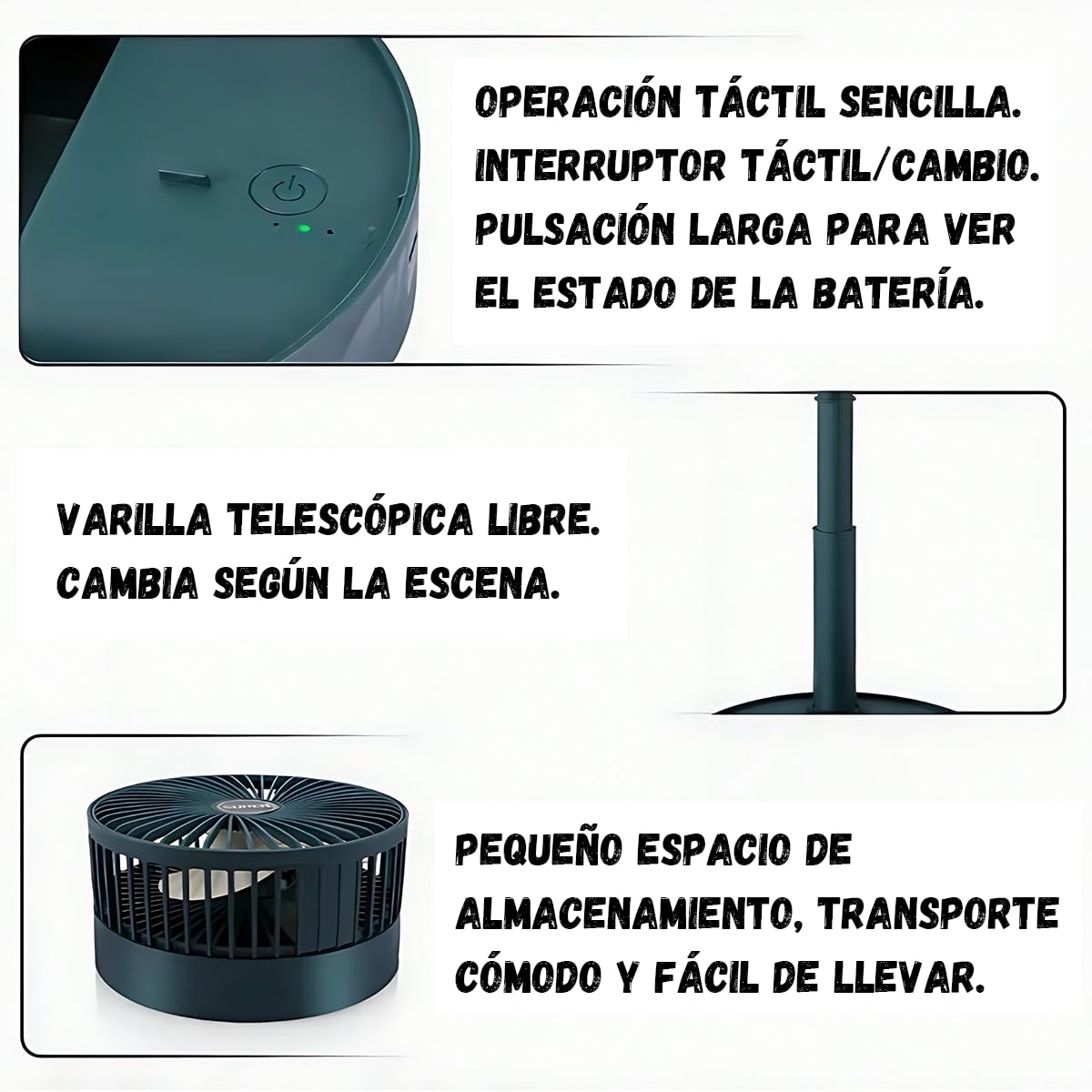 FS004 Ventilador de escritorio USB,mini ventilador portátil,Ventilador 5000 mAh recargable por USB,portátil,silencioso,3 velocidades,ventilador personal de escritorio,Ideal para Oficina,Hogar,Viaje