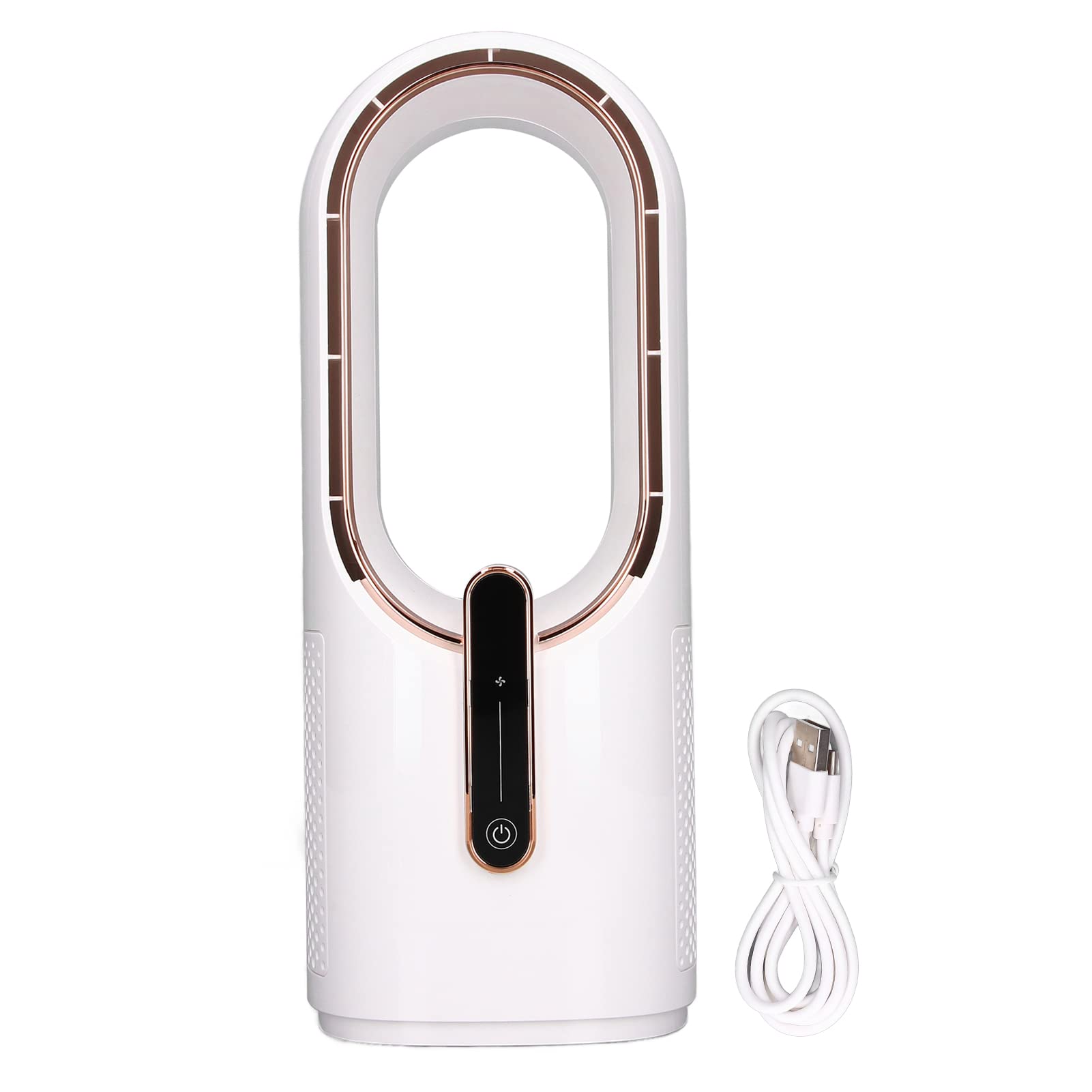 Ventilador de Escritorio, Mini Ventilador sin Aspas con 3 Velocidades de Enfriamiento Ventilador Control Táctil Silencioso Carga USB Portátil para Oficina Dormitorio