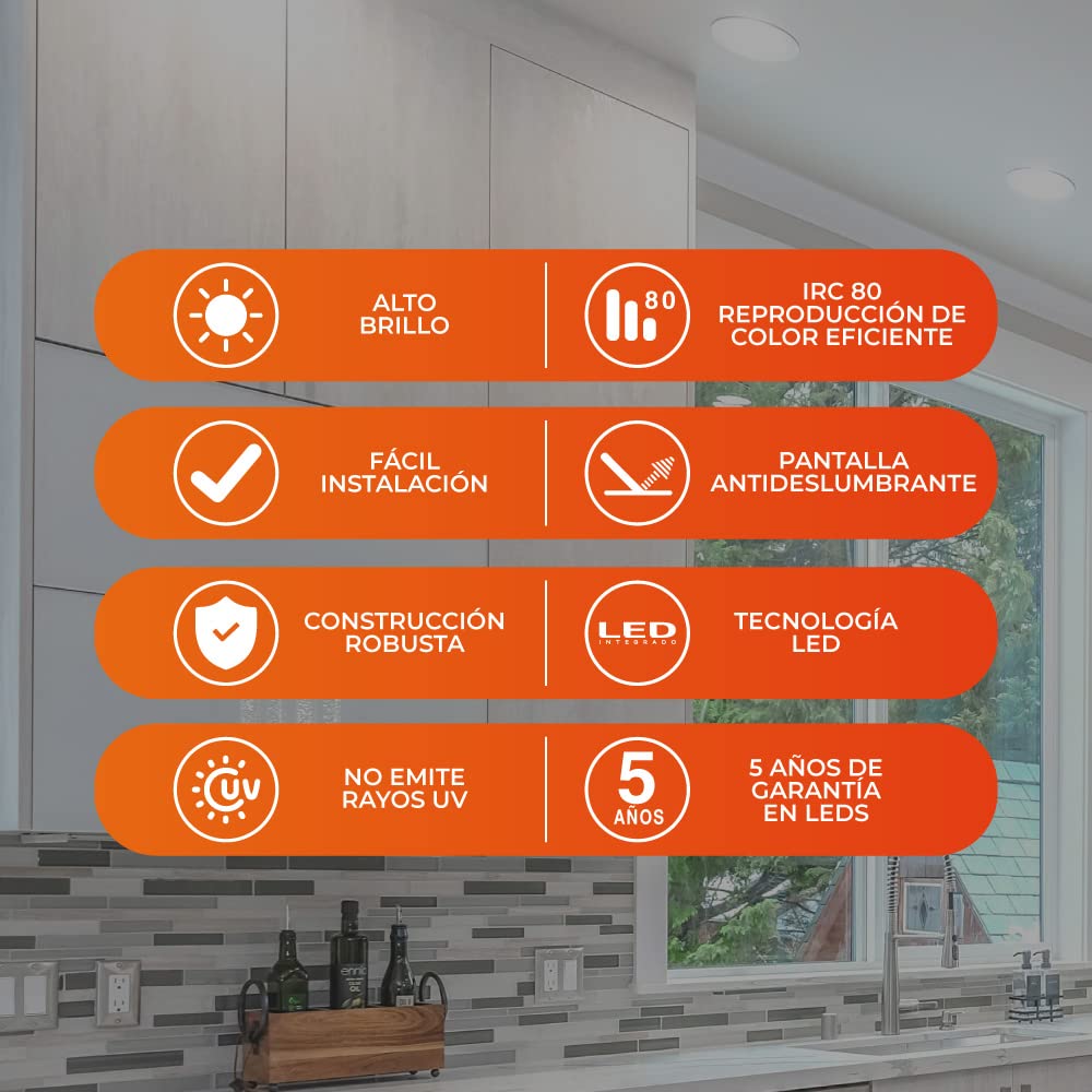 Tecnolite - Lámpara Plafón LED, Techo 6 W, Luz de Día, Iluminación Interiores, No atenuable, LED integrado