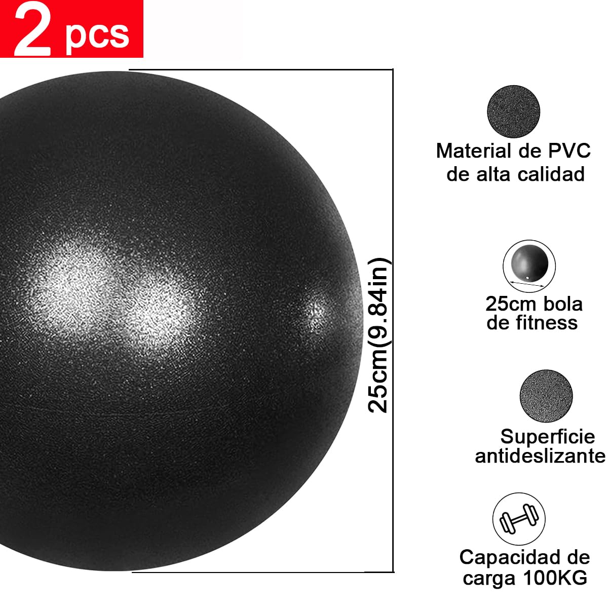 Mmaxboss 2PCS Mini Pelota de Yoga y Pilates, Pelota de Yoga de 25 cm Entrenamiento,Fitness Antideslizante, Deporte, Gimnasia Ritmica, Ideal para Ejercicios de Estabilidad