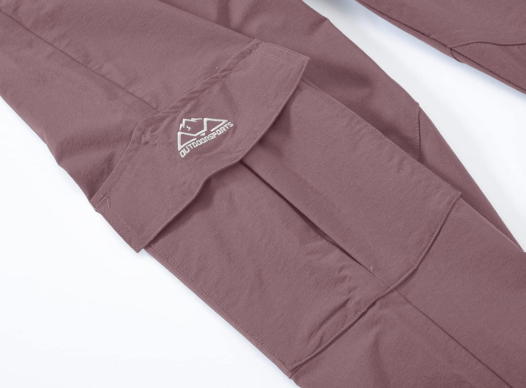 YSENTO - Pantalones de Senderismo para Mujer, Ligeros, elásticos, de Secado rápido, UPF 50, Pantalones Cargo para Camping, Viajes, Trabajo, 6 Bolsillos, Gris Púrpura, L