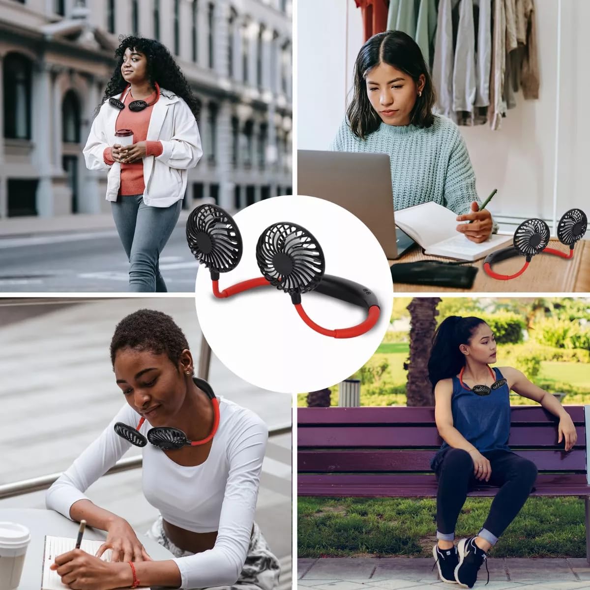 Ventilador Multifuncional Usb Portátil Para Rostro Y Cuello Versión Mejorada Ventilador de LED que Cambia de Color con Aromaterapia Rotación Libre de 360° Ruido más Bajo Flujo de Aire Fuerte