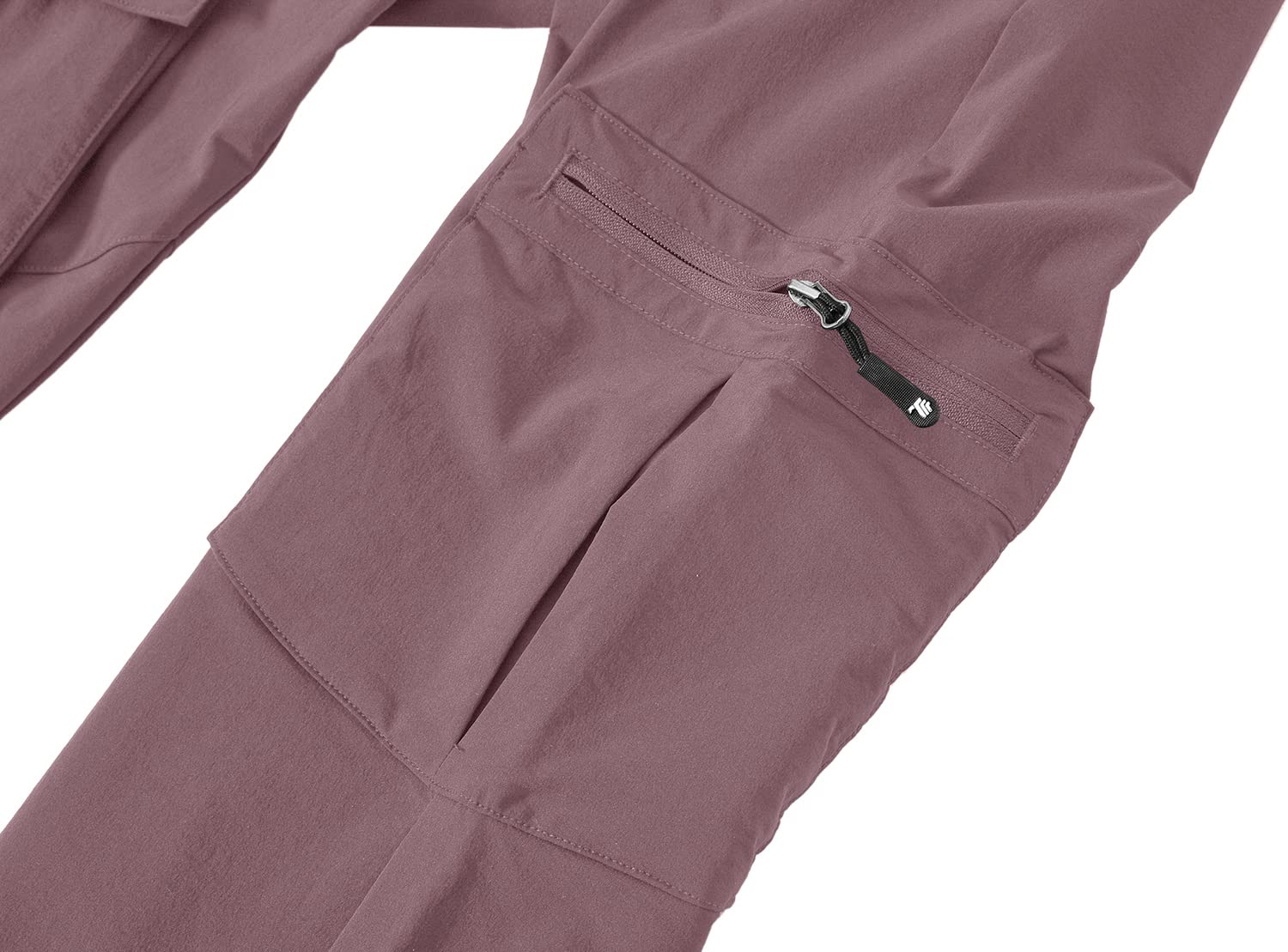 YSENTO - Pantalones de Senderismo para Mujer, Ligeros, elásticos, de Secado rápido, UPF 50, Pantalones Cargo para Camping, Viajes, Trabajo, 6 Bolsillos, Gris Púrpura, L