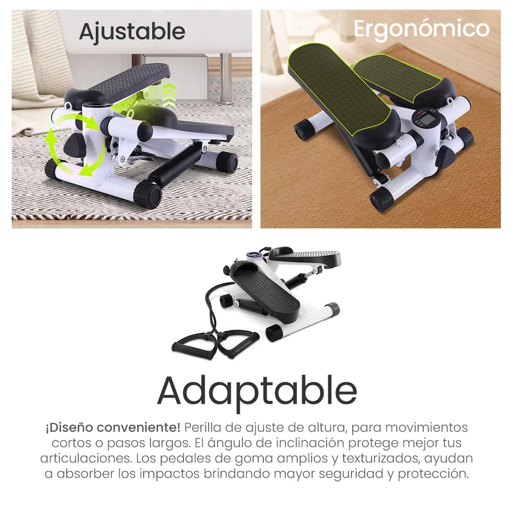 Raganet, Escaladora Portátil con Bandas de Resistencia y Pantalla LCD, Stepper Fitness para Cardio y Tonificación en Casa