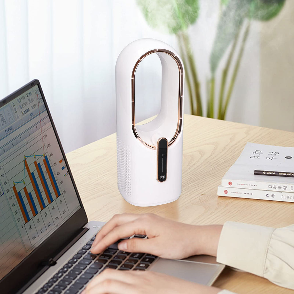 Ventilador de Escritorio, Mini Ventilador sin Aspas con 3 Velocidades de Enfriamiento Ventilador Control Táctil Silencioso Carga USB Portátil para Oficina Dormitorio
