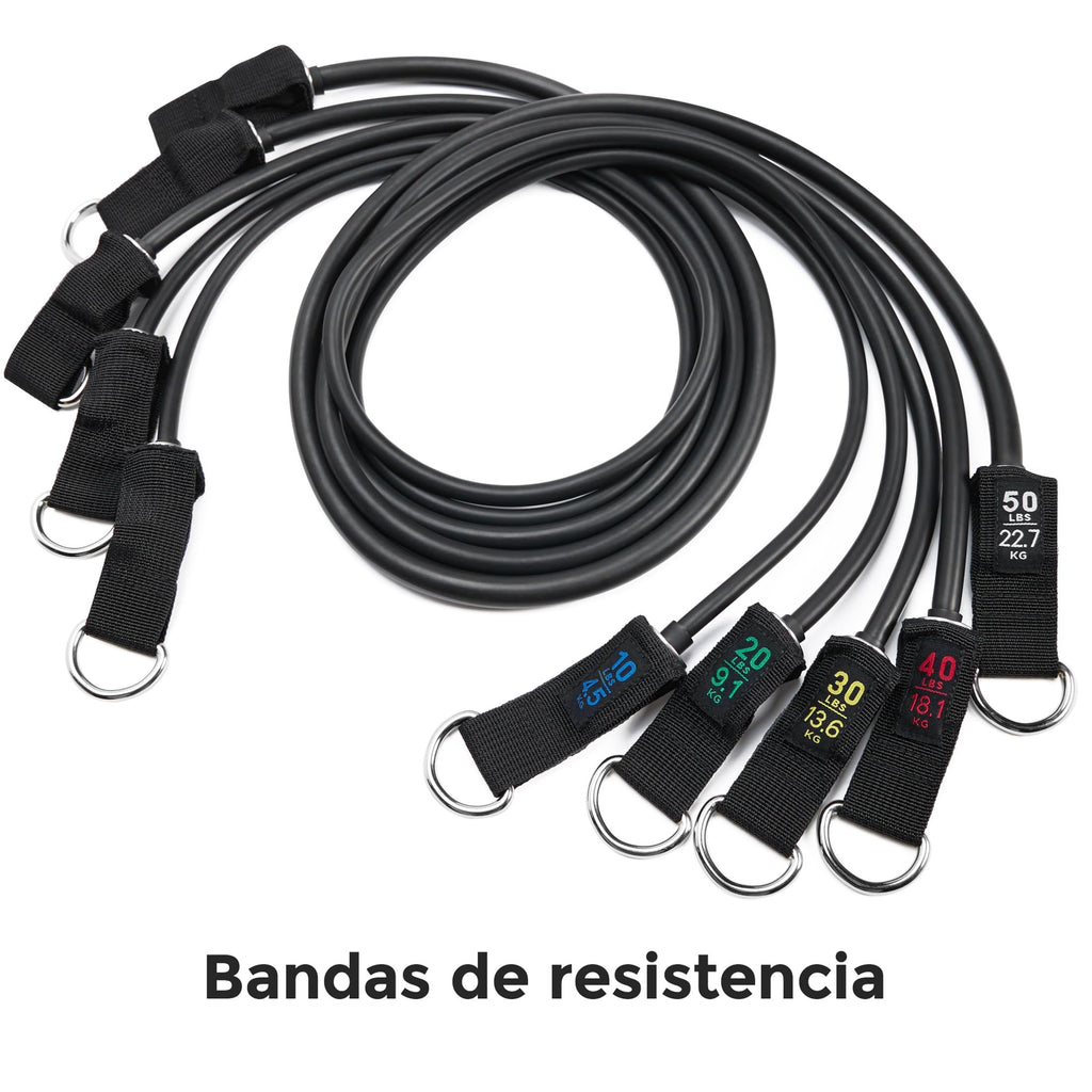 Sunny Health & Fitness Conjunto de Bandas de Resistencia Premium con Anclajes para Puertas, Muñequeras y Mangos - para Estiramientos, Yoga, Entrenamiento de Fuerza y Recuperación Muscular - NO. 089