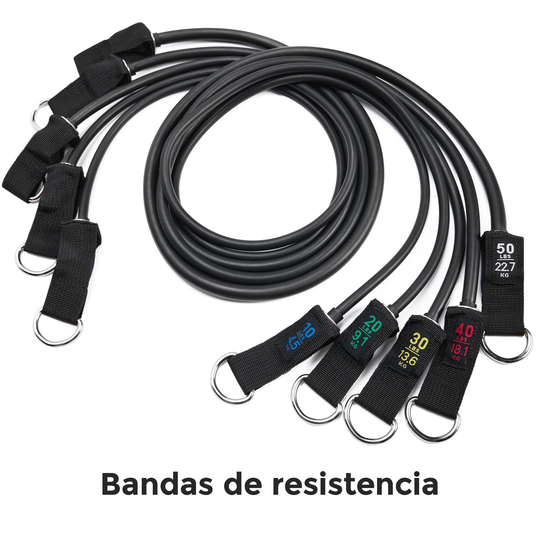 Sunny Health & Fitness Conjunto de Bandas de Resistencia Premium con Anclajes para Puertas, Muñequeras y Mangos - para Estiramientos, Yoga, Entrenamiento de Fuerza y Recuperación Muscular - NO. 089