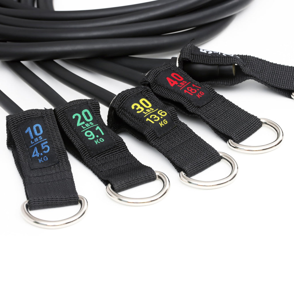 Sunny Health & Fitness Conjunto de Bandas de Resistencia Premium con Anclajes para Puertas, Muñequeras y Mangos - para Estiramientos, Yoga, Entrenamiento de Fuerza y Recuperación Muscular - NO. 089