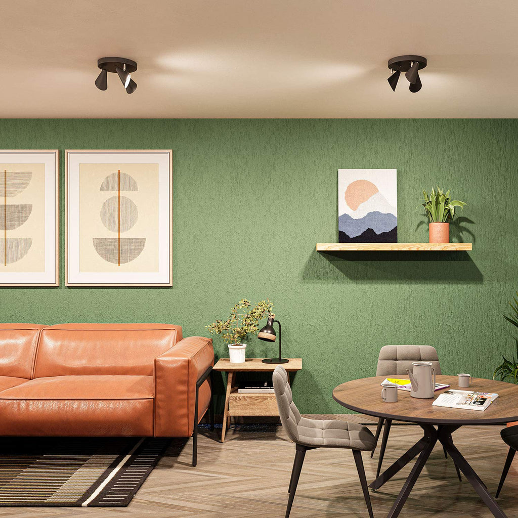 ILLUX Lámpara de techo, triple foco, de sobreponer estilo riel, cabezas ajustables. Iluminación de Pared o Techo Moderna DEKOR TR-2407 (Negro, Sin foco) TR-2407.N